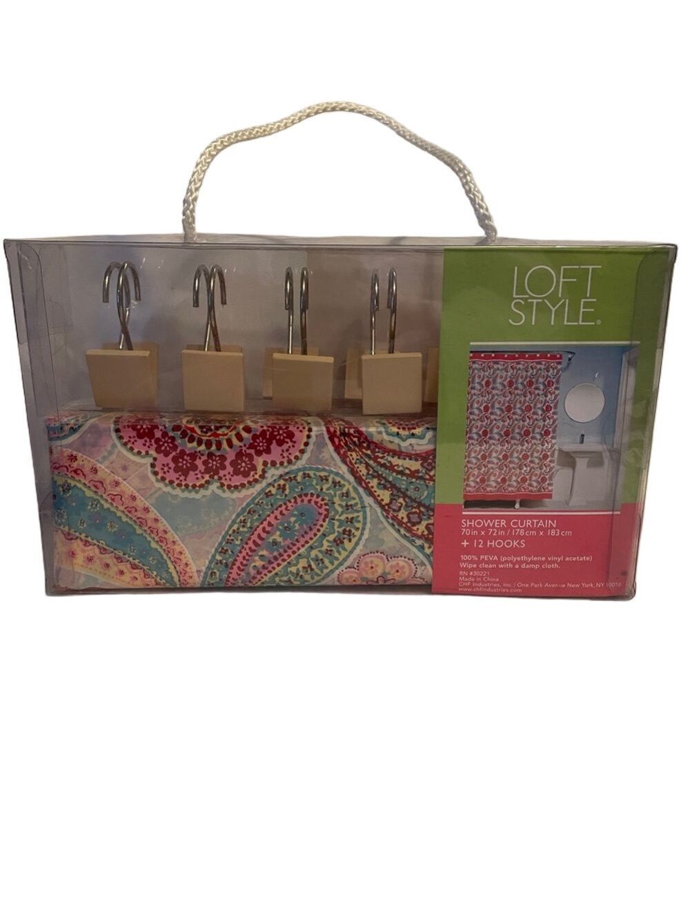 Loft Style Paisley Shower Curtain in Turquoise, Pink & White